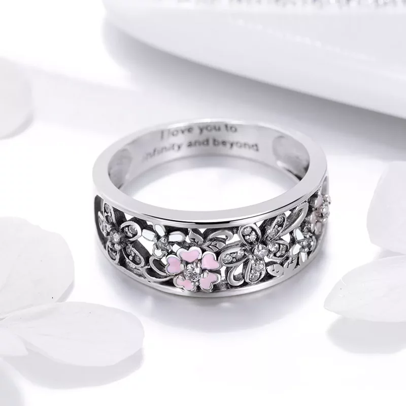 (imagen para) Anillo de Baile de Flores de Plata al Estilo Pandora - SCR390 - Ver 3