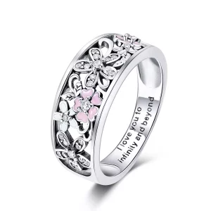 Anillo de Baile de Flores de Plata al Estilo Pandora - SCR390 (imagen para) Anillo de Baile de Flores de Plata al Estilo Pandora - SCR390