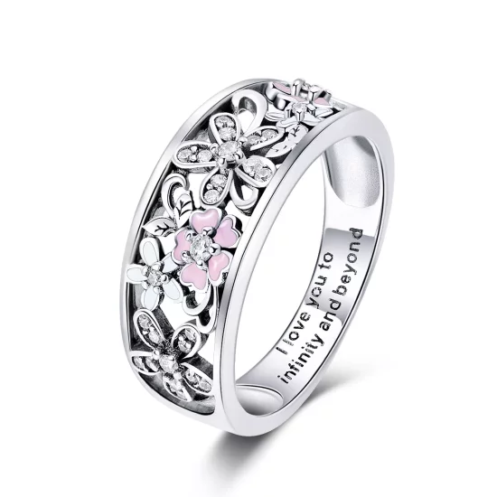 (imagen para) Anillo de Baile de Flores de Plata al Estilo Pandora - SCR390