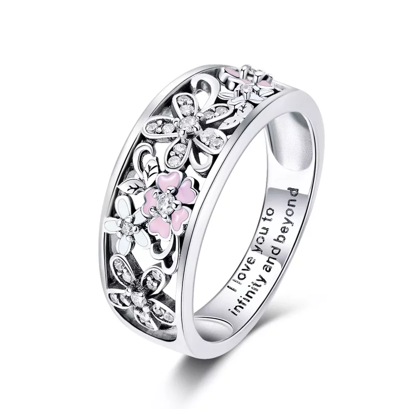 (imagen para) Anillo de Baile de Flores de Plata al Estilo Pandora - SCR390