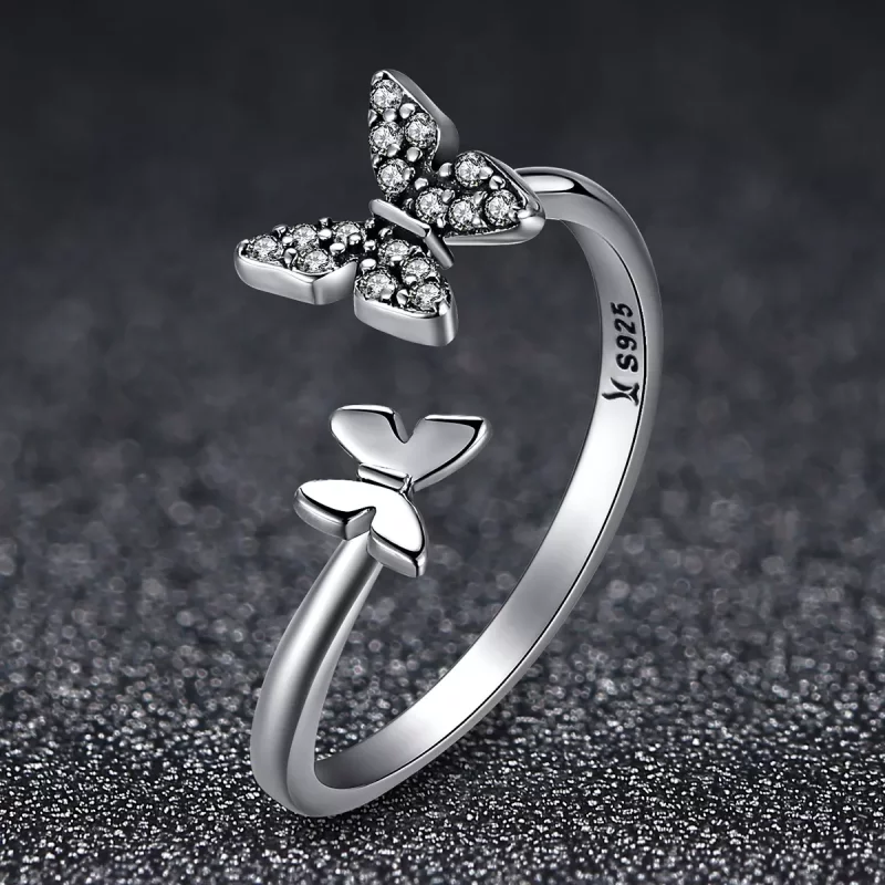(imagen para) Anillo de Baile de Mariposa de Estilo Pandora en Plata - SCR087 - Ver 4