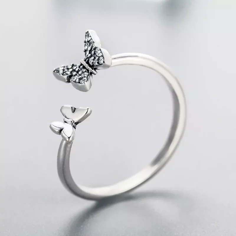 (imagen para) Anillo de Baile de Mariposa de Estilo Pandora en Plata - SCR087 - Ver 5