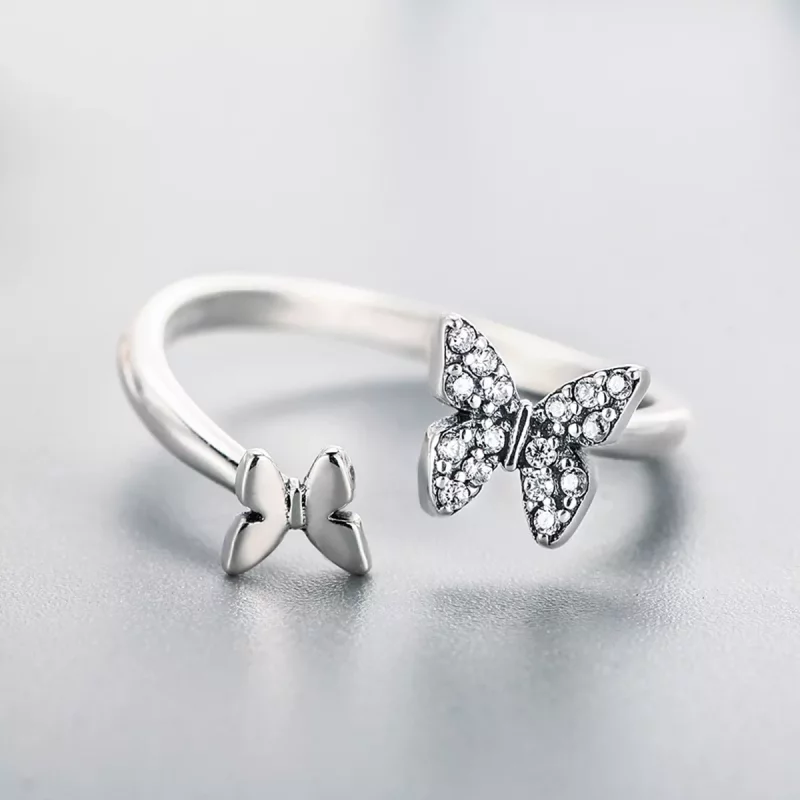 (imagen para) Anillo de Baile de Mariposa de Estilo Pandora en Plata - SCR087 - Ver 6