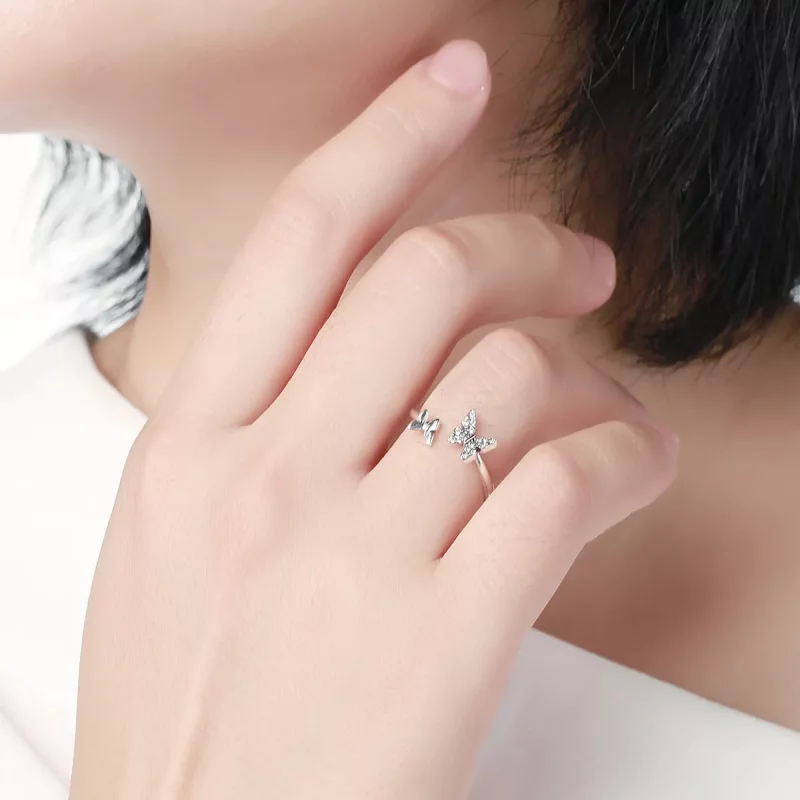(imagen para) Anillo de Baile de Mariposa de Estilo Pandora en Plata - SCR087 - Ver 7