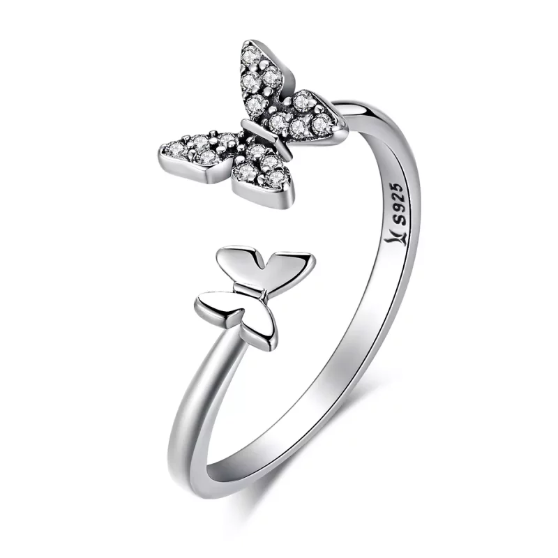 (imagen para) Anillo de Baile de Mariposa de Estilo Pandora en Plata - SCR087
