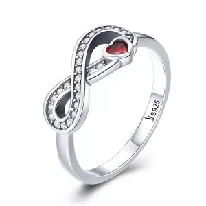 (imagen para) Anillo de corazón duradero estilo Pandora de plata - SCR415
