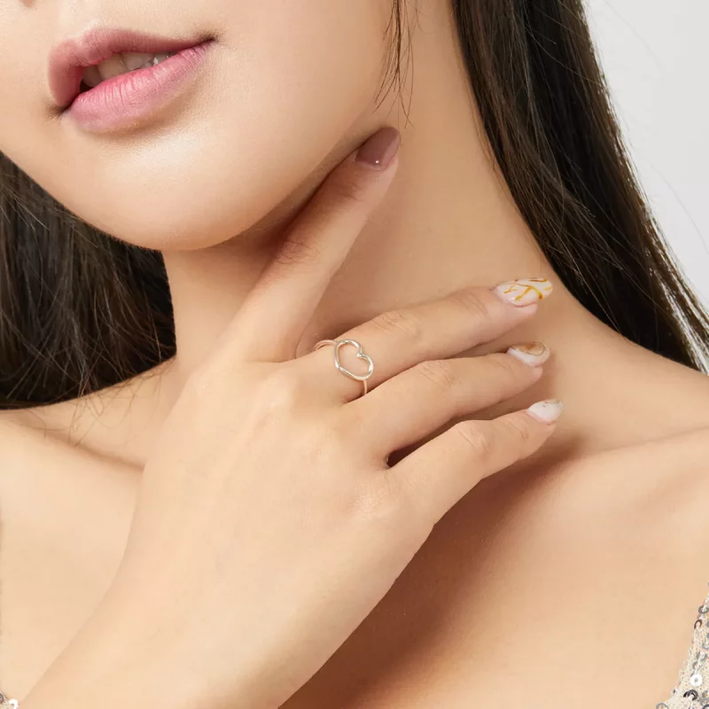 (imagen para) Anillo de corazón plateado estilo Pandora - SCR641 - Ver 5