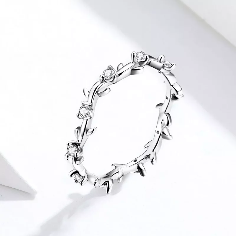 (imagen para) Anillo de Corona de Flores Plateado al estilo de Pandora - SCR625 - Ver 2