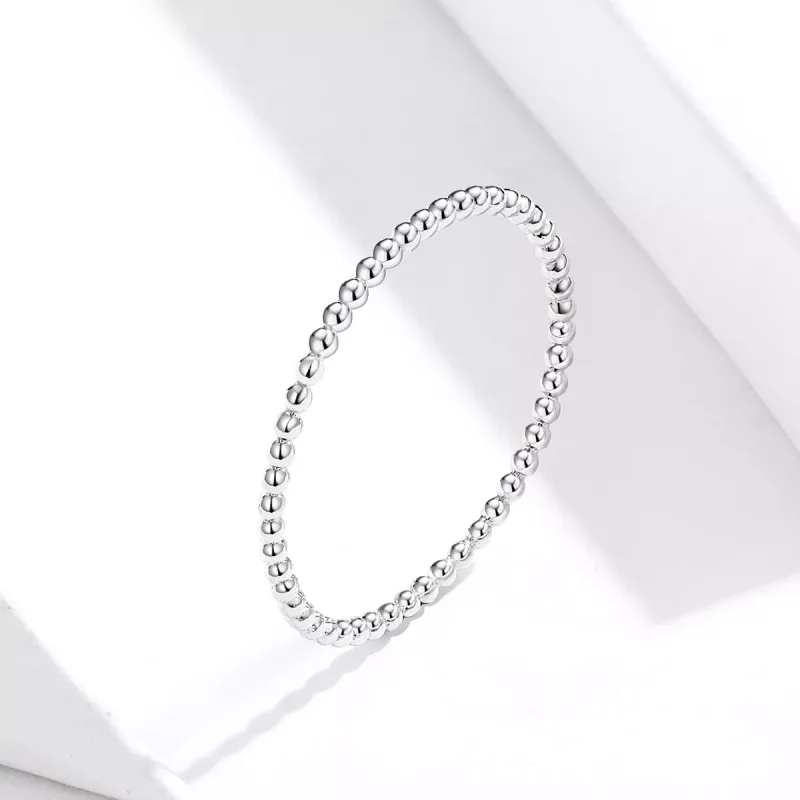 (imagen para) Anillo de cuentas plateadas al estilo de Pandora - SCR574 - Ver 2