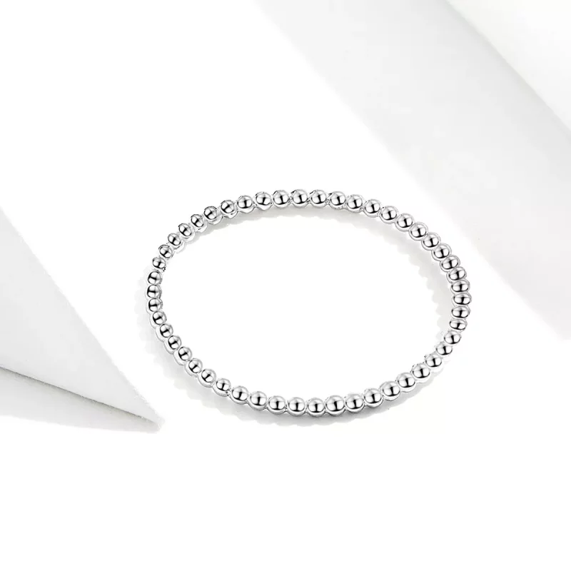 (imagen para) Anillo de cuentas plateadas al estilo de Pandora - SCR574 - Ver 4