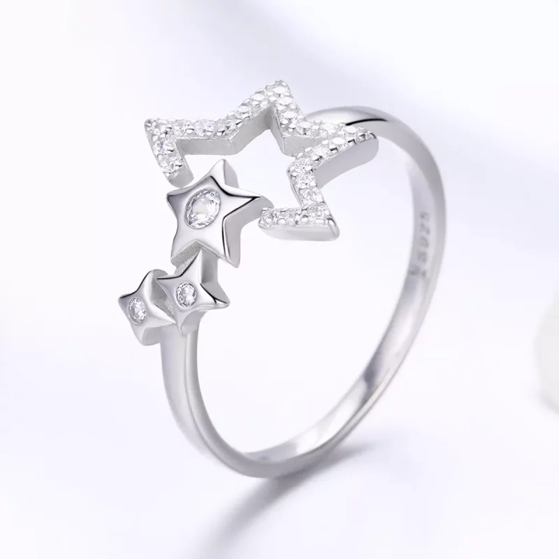 (imagen para) Anillo de espera de estrellas de plata estilo Pandora - SCR452 - Ver 2