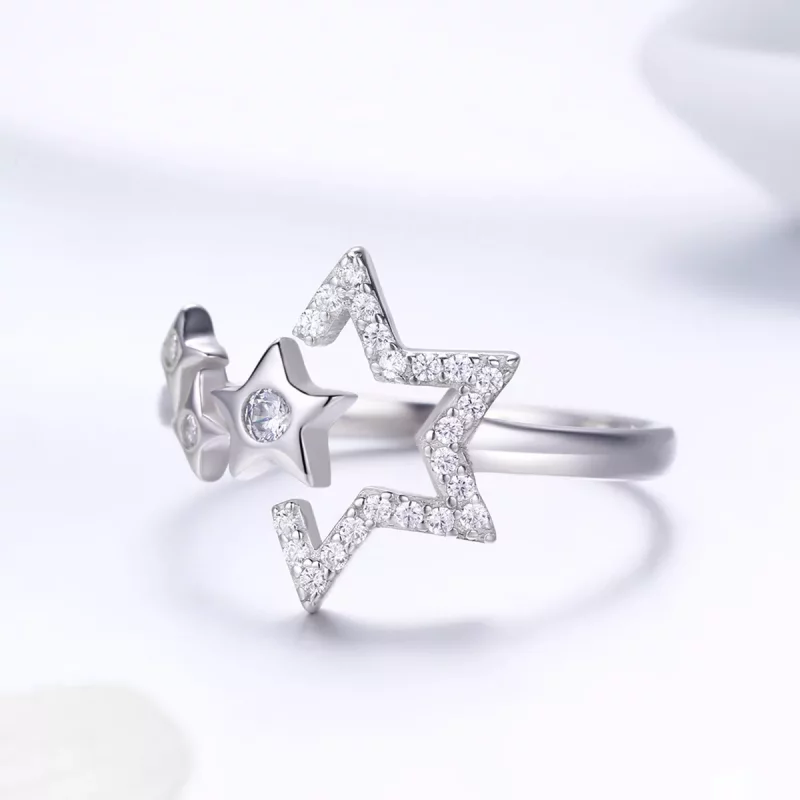 (imagen para) Anillo de espera de estrellas de plata estilo Pandora - SCR452 - Ver 3
