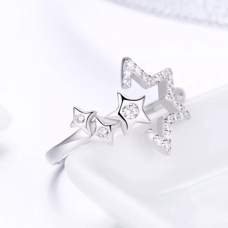 (imagen para) Anillo de espera de estrellas de plata estilo Pandora - SCR452 - Ver 4