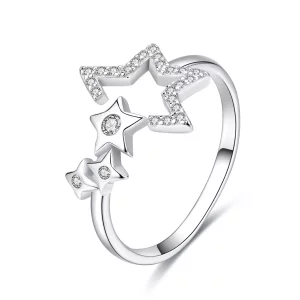 (imagen para) Anillo de espera de estrellas de plata estilo Pandora - SCR452