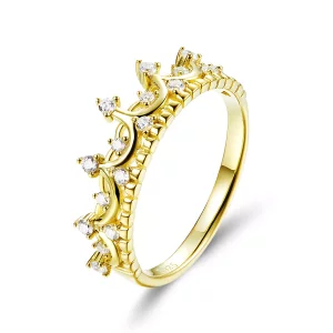 (imagen para) Anillo de estilo Pandora chapado en oro con corona - SCR493