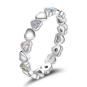 (imagen para) Anillo de estilo Pandora con banda de corazones - SCR140