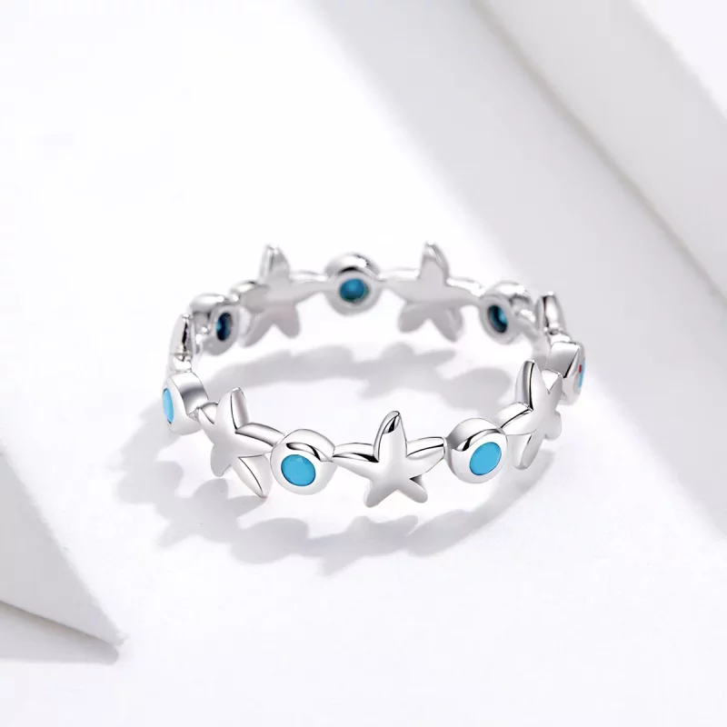 (imagen para) Anillo de Estilo Pandora con Estrella de Mar en Plata - SCR527 - Ver 2