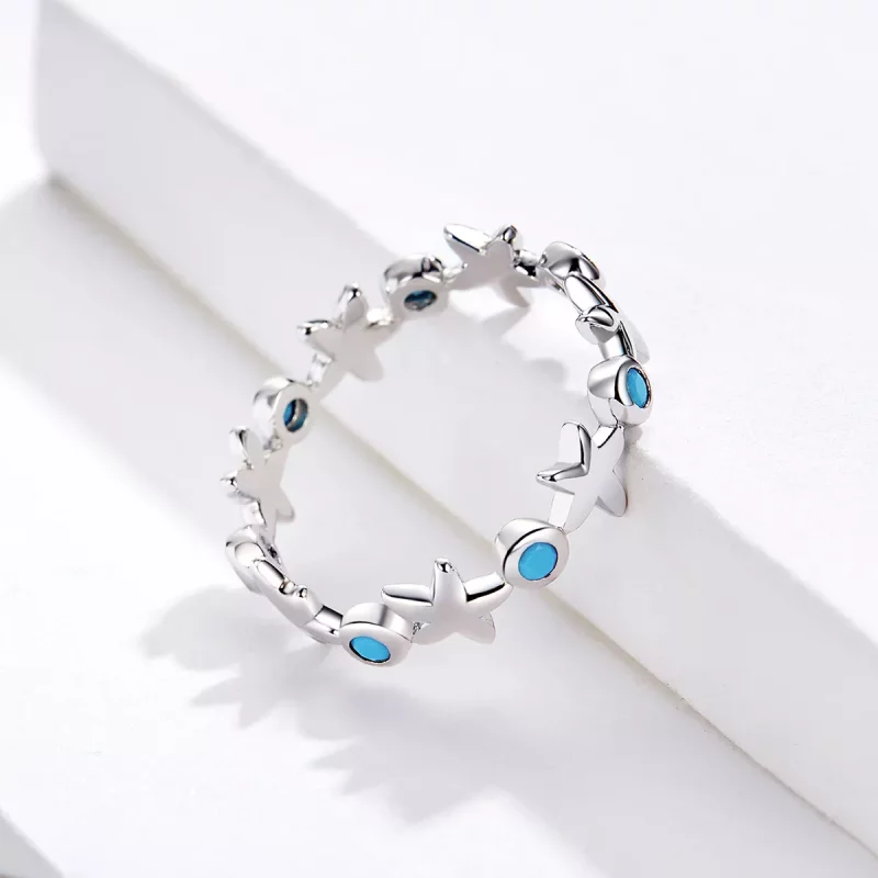 (imagen para) Anillo de Estilo Pandora con Estrella de Mar en Plata - SCR527 - Ver 3