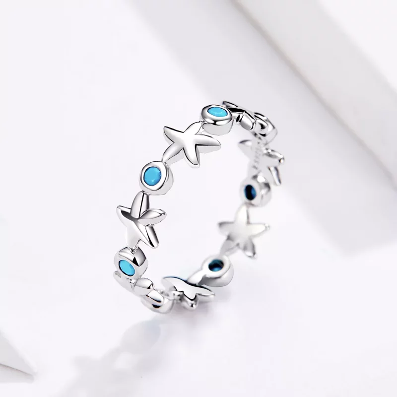 (imagen para) Anillo de Estilo Pandora con Estrella de Mar en Plata - SCR527 - Ver 4