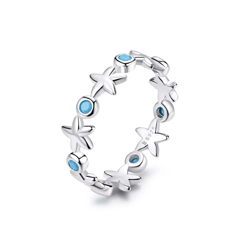 (imagen para) Anillo de Estilo Pandora con Estrella de Mar en Plata - SCR527