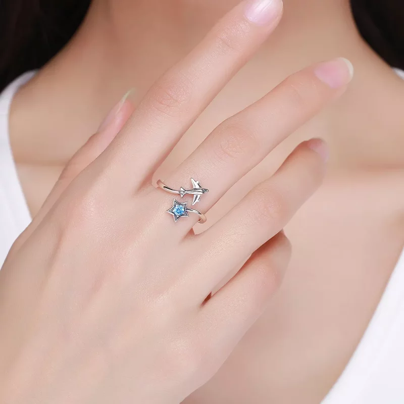 (imagen para) Anillo de estilo Pandora con estrella de plata Star Tours - SCR322 - Ver 3