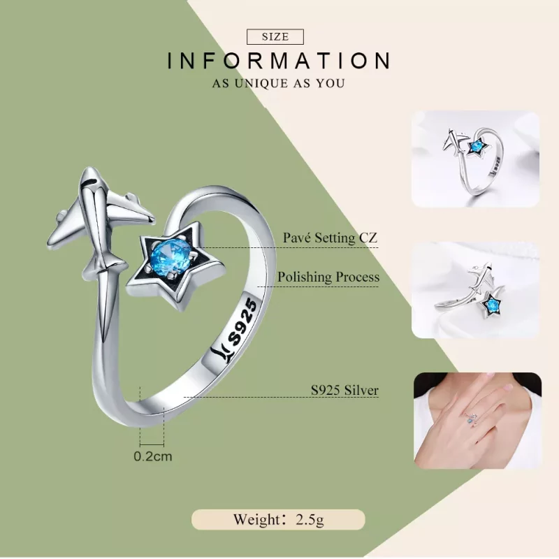 (imagen para) Anillo de estilo Pandora con estrella de plata Star Tours - SCR322 - Ver 4