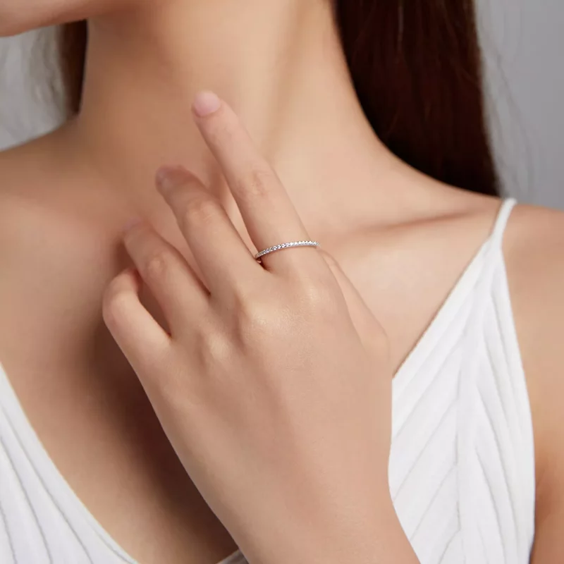 (imagen para) Anillo de Estilo Pandora con Halo de Arcángel - SCR740-WH - Ver 2