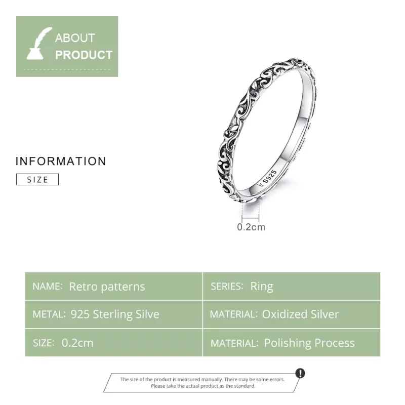 (imagen para) Anillo de estilo Pandora con patrones retro de plata - SCR513 - Ver 6