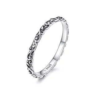 Anillo de estilo Pandora con patrones retro de plata - SCR513 (imagen para) Anillo de estilo Pandora con patrones retro de plata - SCR513