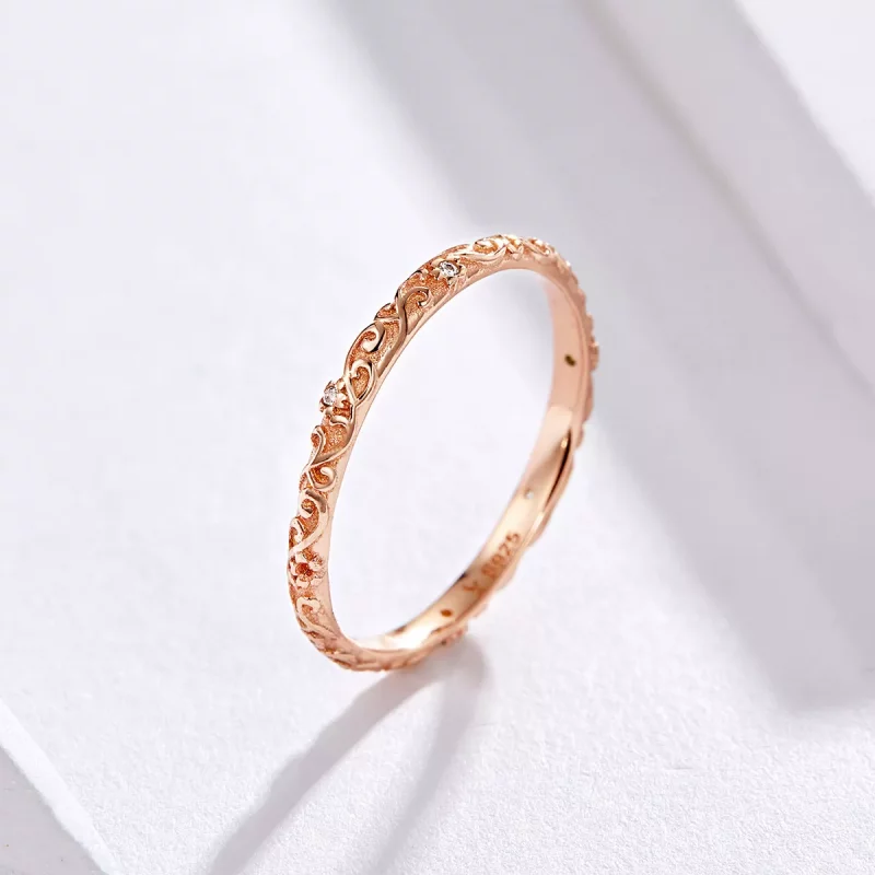(imagen para) Anillo de estilo Pandora con patrones retro en oro rosa - SCR514 - Ver 2