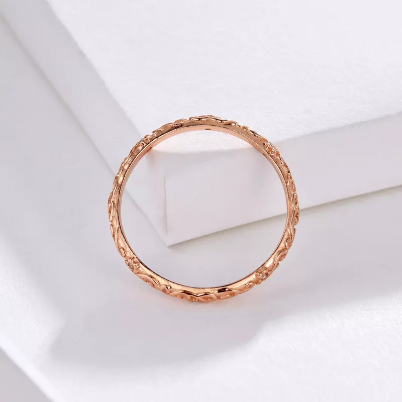 (imagen para) Anillo de estilo Pandora con patrones retro en oro rosa - SCR514 - Ver 5