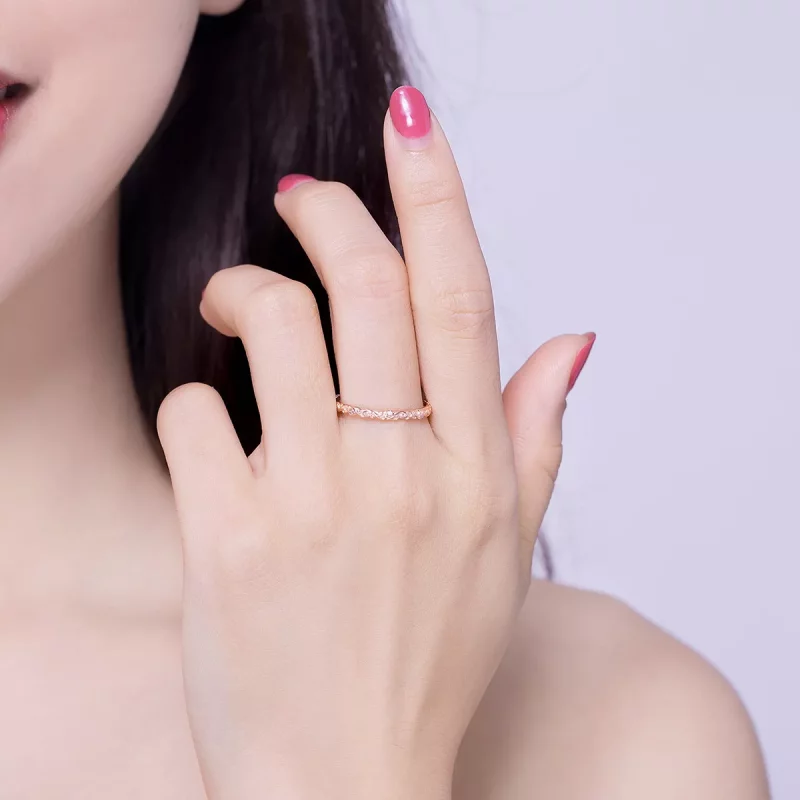 (imagen para) Anillo de estilo Pandora con patrones retro en oro rosa - SCR514 - Ver 6