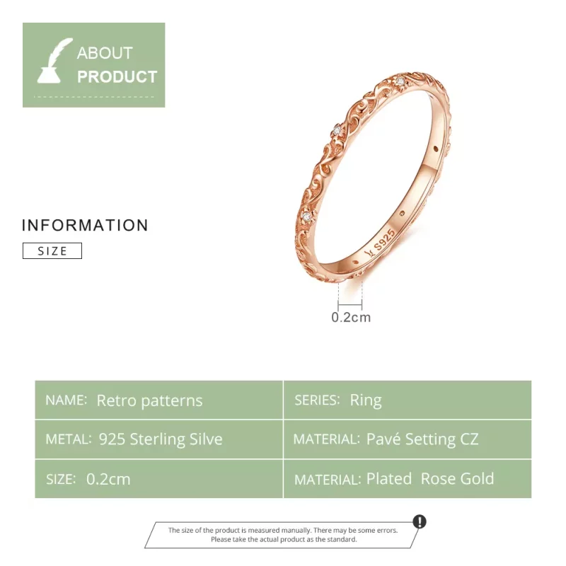 (imagen para) Anillo de estilo Pandora con patrones retro en oro rosa - SCR514 - Ver 8
