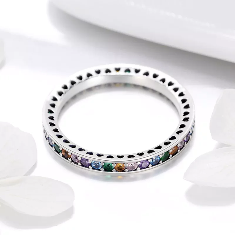 (imagen para) Anillo de estilo Pandora de plata con arcoíris - SCR392 - Ver 3
