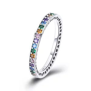 (imagen para) Anillo de estilo Pandora de plata con arcoíris - SCR392