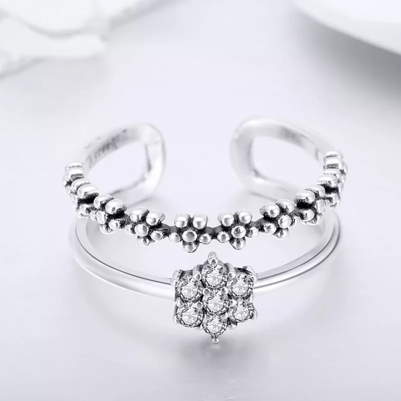 (imagen para) Anillo de estilo Pandora de plata con elegante temperamento - SCR428 - Ver 2