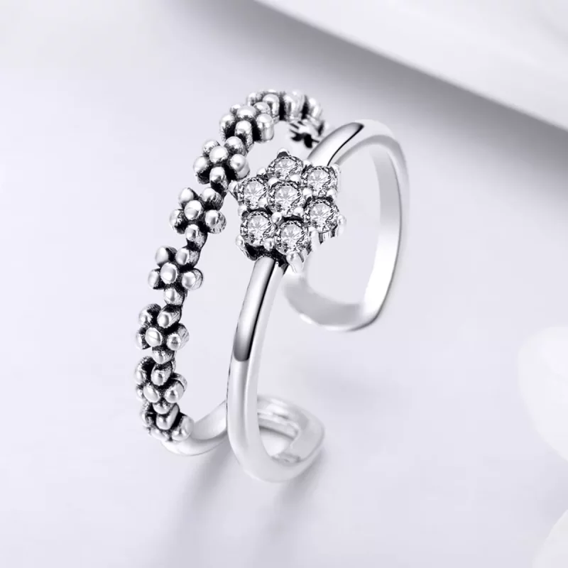 (imagen para) Anillo de estilo Pandora de plata con elegante temperamento - SCR428 - Ver 3