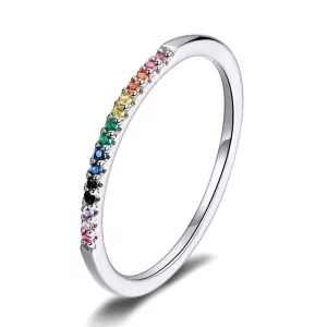 (imagen para) Anillo de estilo Pandora en plata con arcoíris - SCR583