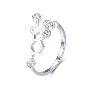 (imagen para) Anillo de estilo Pandora en plata con diseño de panal de abeja - SCR433