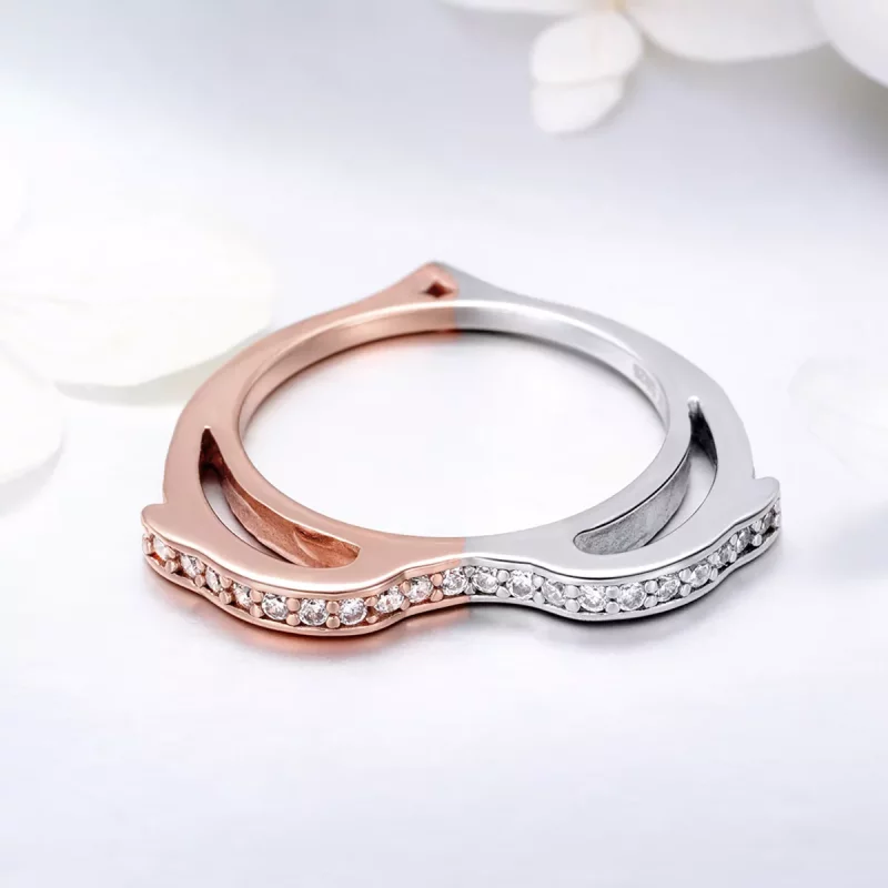 (imagen para) Anillo de estilo Pandora en plata y oro rosa con espíritu del océano - SCR418 - Ver 3