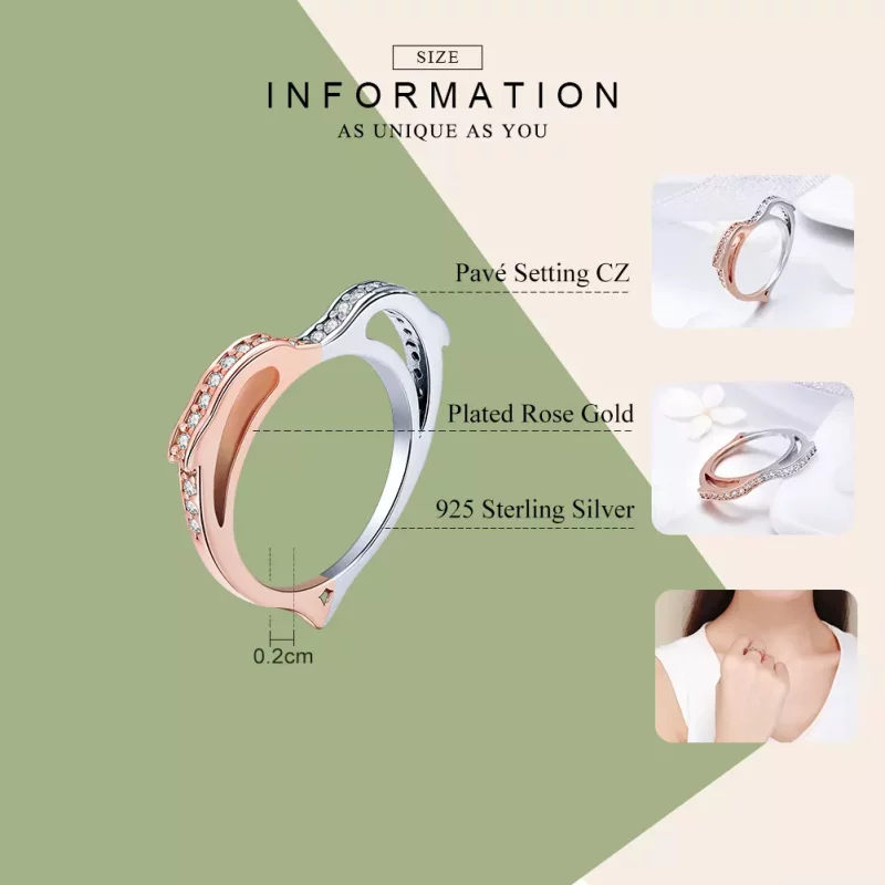(imagen para) Anillo de estilo Pandora en plata y oro rosa con espíritu del océano - SCR418 - Ver 4