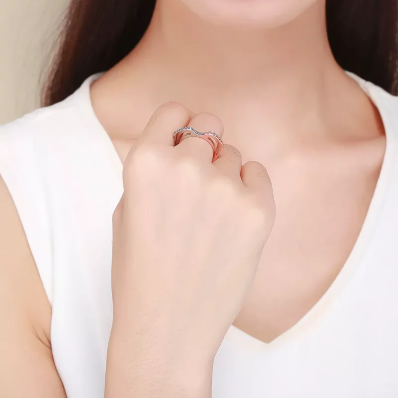 (imagen para) Anillo de estilo Pandora en plata y oro rosa con espíritu del océano - SCR418 - Ver 5