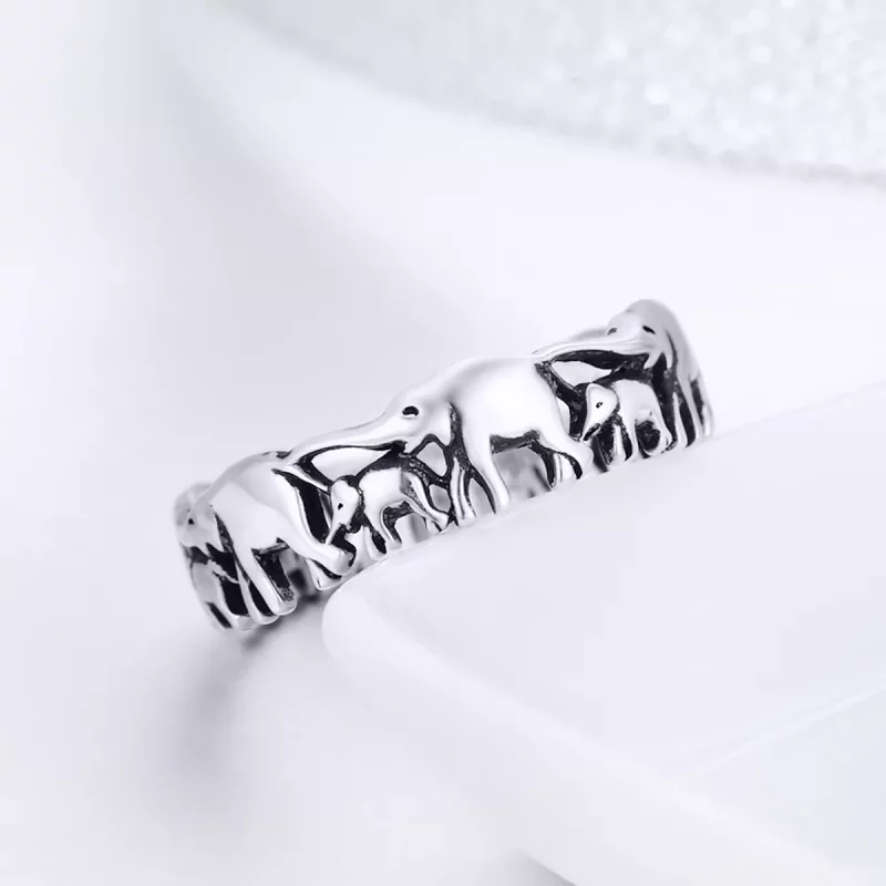 (imagen para) Anillo de familia de elefantes plateado al estilo de Pandora - SCR344 - Ver 2