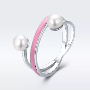 (imagen para) Anillo de geometría elegante plateado de estilo Pandora - SCR234