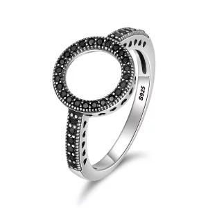 (imagen para) Anillo de Halo Plateado con Brillo al Estilo Pandora - SCR112