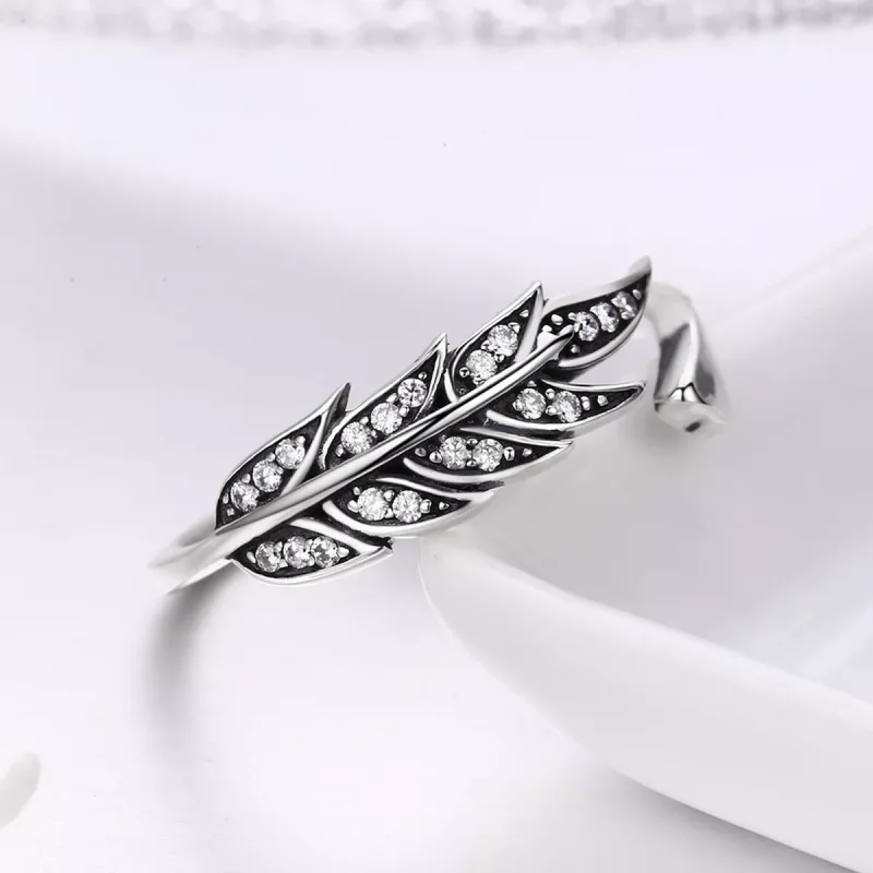 (imagen para) Anillo de Hojas Deslumbrantes de Plata al Estilo Pandora - SCR313 - Ver 6
