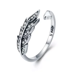 (imagen para) Anillo de Hojas Deslumbrantes de Plata al Estilo Pandora - SCR313