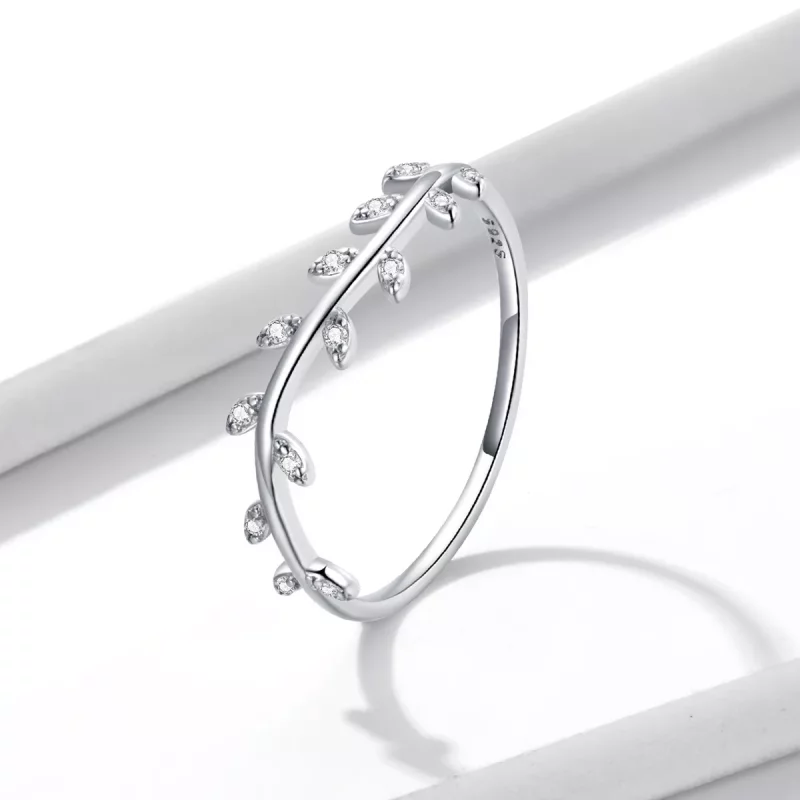 (imagen para) Anillo de hojas hermosas estilo Pandora - BSR210-A - Ver 2