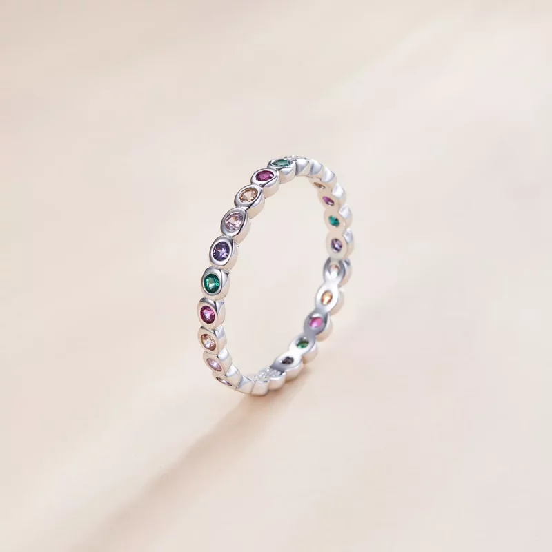 (imagen para) Anillo de la suerte plateado estilo Pandora - SCR714 - Ver 2