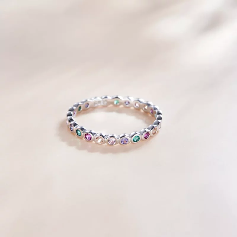 (imagen para) Anillo de la suerte plateado estilo Pandora - SCR714 - Ver 3